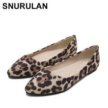 SNURULANWomen Flats Single Shoes Soft Leather shoe Non-Slip Leopard Pointed Toe Shoes woman 33-43 2024 - buy cheap