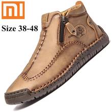 Xiaomi masculino sapatos casuais tênis de couro macio respirável sapatos de caminhada de couro genuíno ao ar livre antiderrapante sapatos de renda 2024 - compre barato