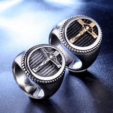 New Religious Christianity Jesus Cross Pattern Ring Men's Ring Fashion Trendy Metal Ring Accessories Party Jewelry 2024 - buy cheap