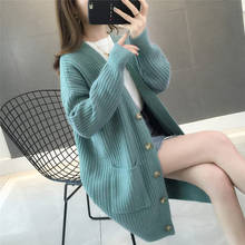 women sweater2020 Autumn/winter Fashion Women Cardigans Long Sleeve Button Sweater Women Casual Solid Long Women Cardigan 2024 - buy cheap