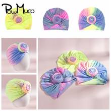 Powmuco 19*16 CM Handmade Fabric Infant Hats Gradient Rose Roll Baby Girls Caps Colorful Folded Indian Bonnet Newborn Headwear 2024 - buy cheap