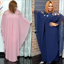 African Dress Chiffon Loose 2pcs Diamonds Luxury Dashiki Batwing Sleeve Arab Jilbab Front Slit Muslim Abaya Women Maxi Robe Gown 2024 - buy cheap