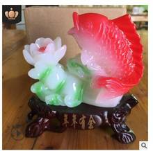 Manufacturers direct cabbage baicairuyi resin imitation jade crafts after year fish carp jump longmen animal Statue decoration 2024 - buy cheap
