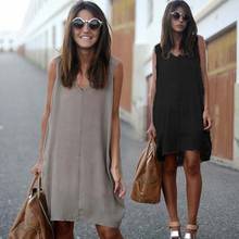 Summer Women Casual Irregular Dresses Solid Color V-Neck Sleeveless Dresses Clothing For Female Women Clothes Vestidos 2024 - buy cheap