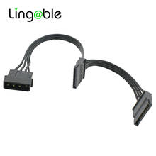 Lingable Molex-Cable divisor de fuente de alimentación para disco duro, 4 pines IDE, 1 a 2 SATA, 15 Pines, para bricolaje, PC, 18awg, 4 pines a 15 pines 2024 - compra barato