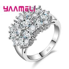 Statement Punk Wide Band Rings Fine 925 Sterling Silver Oval Egg Cubic Zircon Inlay Paved Flower Charming Jewelry Women Bague 2024 - buy cheap