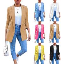 Womens Ladies Solid Turn Collar Plus Size Autumn Fashion Office Lady Solid Color Blazer Long Sleeve Suit Jacket New Chic 2024 - buy cheap