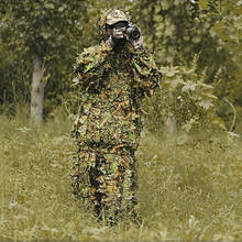 Conjunto de ghillie biônico de caça, roupas de camuflagem com folhas de bordo 3d para sniper observação de passarinhos roupa de camuflagem + calça de jaqueta para cs1 2024 - compre barato