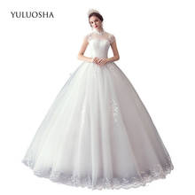 Yuluosha-vestido de noiva elegante estilo real, vestido de noiva longo, com apliques, feito de cristal, com zíper e strass 2024 - compre barato