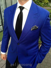 Chaqueta azul real para hombre, traje de negocios, traje de boda, traje de novio, fiesta de graduación, Blazer Masculino 2024 - compra barato