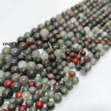 Onevan áfrica natural bloodstone grânulos pedra redonda suave diy pulseira colar jóias fazendo miçangas presente design 2024 - compre barato