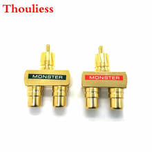 Thouliess Free shipping  2Pcs Gold Plated  RCA Adapter RCA Audio Video Splitter Plug 1 Male to 2 Female RCA 3 Way Connector 2024 - buy cheap