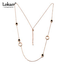 Lokaer Jewelry Stainless Steel Sweater Necklace Link Chain Double Sided Shell Black & White Color Long Necklace N18254 2024 - buy cheap