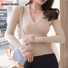 Autumn Winter Women Knitted Sweater Sexy Deep V Neck Slim Pullover Tops 2020 Casual Solid Long Sleeve Bottoming Jumper 2024 - buy cheap