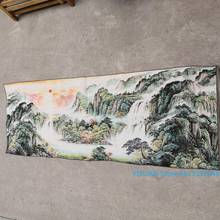 Rising sun, long history landscape painting silk Thangka brocade painting gold silk cloth weaving embroidery silk embroidery 2024 - buy cheap