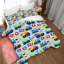 Juego de cama con estampado 3D de coches excavadora azul, funda nórdica de microfibra, regalo de cumpleaños para niños, decoración de dormitorio 2024 - compra barato