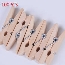 Mini pinzas de papel fotográfico de madera Natural, Clips para manualidades de ropa, material de papelería para la escuela y la Oficina, 100 unidades/10 unidades 2024 - compra barato