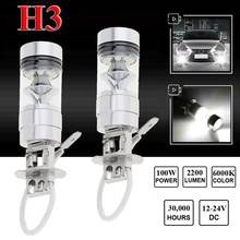 2 Pcs H3 LED Fog Light 100W Super Bright Chips Car Driving Bulb 12/24V White Car Accessories Running Lights Led Car Fog Lights 2024 - buy cheap