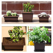 1PC Flower Pot Imitation Plastic Balcony Square Pots Flower Bonsai Bowl Nursery Basin Pots Imitation Purple Sand Dark Brown 2024 - buy cheap