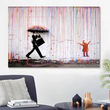 Arte bansky que anda na chuva, arte grafite de parede para decoração e parede da sala de estar, posteres e impressões 2024 - compre barato