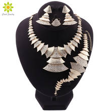 Conjunto de joyería con abalorios para mujer, collar grande africano, pendientes de cristal, anillo, pulsera, Conjunto Clásico de joyería de moda de boda para novia 2024 - compra barato