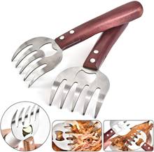 1Piece Meat Shredding Claws Stainless Steel Meat Shredder with Long Wooden Handle Bear Claws BBQ Shredder Paws Forks 2024 - buy cheap