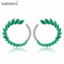 LUOTEEMI Stud Earring Cubic Zircon Round Whirlwind Shape Double Color Choose Popular Prevalent Fashionable Bijoux Party 2024 - buy cheap