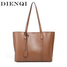 Dienqi-bolsa de mão de couro genuíno feminina, bolsa de ombro grande com alça, couro de vaca 2024 - compre barato