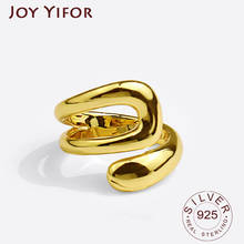 100% 925 Серебряное кольцо для Для женщин Hollowout INS минималистский нерегулярные золото Цвет ювелирные изделия Bijoux (украшения своими руками) на день рождения 2024 - купить недорого