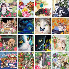 Série gato bonito padrão 5d diy pintura diamante quadrado completo/redondo diamante bordado venda mosaico imagem strass pintura 2024 - compre barato