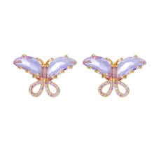 Bettyue-pendientes de cristal con apariencia de mariposa para mujer y niña, aretes de cristal con apariencia de mariposa, opción de seis colores para mujer y niña, joyería ingeniosa para banquete 2024 - compra barato