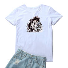 Футболка женская хлопковая с круглым вырезом, модная Повседневная рубашка с рисунком аниме, одежда в стиле Харадзюку 2024 - купить недорого