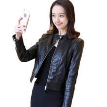 Women's Leather Jacket 2020 Spring Autumn PU Leather Coat Short Zipper Black Coats Outerwear Ladies Fashion Motorcycle Clothing 2024 - buy cheap