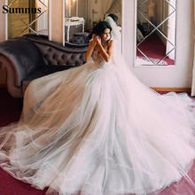 Samsung-vestido de noiva 2021, vestido longo de renda, com apliques, de tule, para baile, casamento, princesa 2024 - compre barato