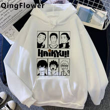 Haikyuu moletom feminino estampado de anime plus size, suéter harajuku feminino com capuz 2024 - compre barato