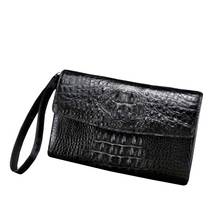 Linshe bolsas de mão de couro de crocodilo, bolsa clutch masculina de alta capacidade, bolsa envelope de mão de crocodilo 2024 - compre barato