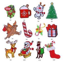100pcs/lot Embroidery Patch Santa Snowman Deer Christmas Gift Backpack Clothing Decoration Diy Iron Heat Transfer Applique 2024 - buy cheap