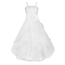 Vestido longo de princesa infantil feminino, sem mangas, de organza, tutu, vestido formal para desfile, casamento, aniversário, festa de flores 2024 - compre barato