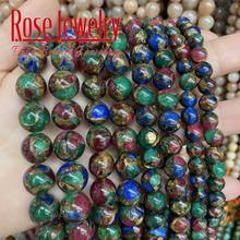 Miçangas de pedras soltas para confecção de joias, colar de 15 "6/8/10/12mm com cores mistas e naturais 2024 - compre barato