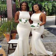 White Mermaid Bridesmaid Dresses Sexy Party Dresses Plus Size Long Maid of Honor Dress Plus Size Backless Party Gowns 2024 - buy cheap