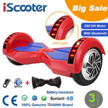 IScooter Ховерборд, Bluetooth 2 колеса, самобалансирующийся электрический скутер, два колеса 10 ''с Дистанционным Ключом и светодиодный скейтборд 2024 - купить недорого