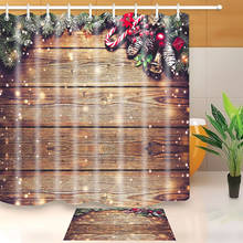 Novo natal de madeira impressão digital cortina chuveiro poliéster à prova dmilágua e mofo banheiro decorativo cortina chuveiro 2024 - compre barato