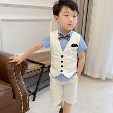 Summer new solid color children's dress waistcoat suit 3-8 years old boy version host suit flower girl boy performance handsome 2024 - buy cheap