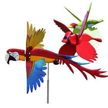 Parakeet Windmill Rotating Bird Wings Wind Spinner Stake Standing Long Tail Parrot Garden Windmill Lawn Flower Grass Decor 2024 - buy cheap