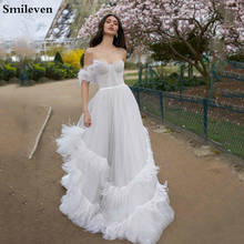 Smile-vestido de casamento, linha a,, elegante, pena, boho, noiva, vestido de casamento, peru, vestidos de casamento 2024 - compre barato