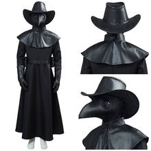 Kid Cosplay Plague Doctor Costume Hat Leather Black Gown Uniform Halloween Carnival Horror mask Fancy Dress Children autumn coat 2024 - buy cheap