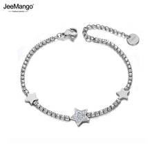 JeeMango Trendy Clay Rhinestone Star Charm Bracelets For Women Girl Stainless Steel CZ Link Chain Bracelet For Christmas JB19132 2024 - buy cheap