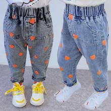 Pantalones vaqueros para niña, ropa para niño, pantalones vaqueros con estampado bonito, pantalones vaqueros de ocio para niña, pantalones para niño 2024 - compra barato