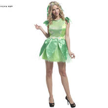 Зеленый Женский костюм феи для косплея, взрослый женский костюм гения эльфа на Хэллоуин, Пурим, карнавал, парад, сценическое платье для ролевых игр 2024 - купить недорого