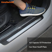 Protector de alféizar de puerta de fibra de carbono para coche, accesorios de goma para peugeot 2008, 3008, 4008, 5008, 2017, 2018, 2019, 2020 2024 - compra barato